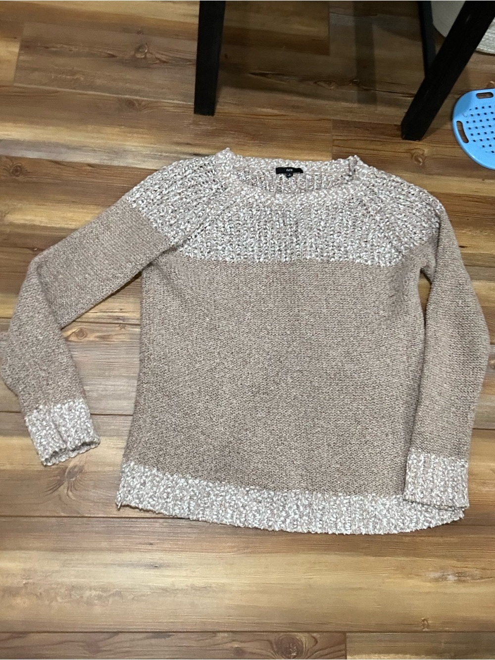 Fate Two-Tone Tan & Cream Crewneck Sweater